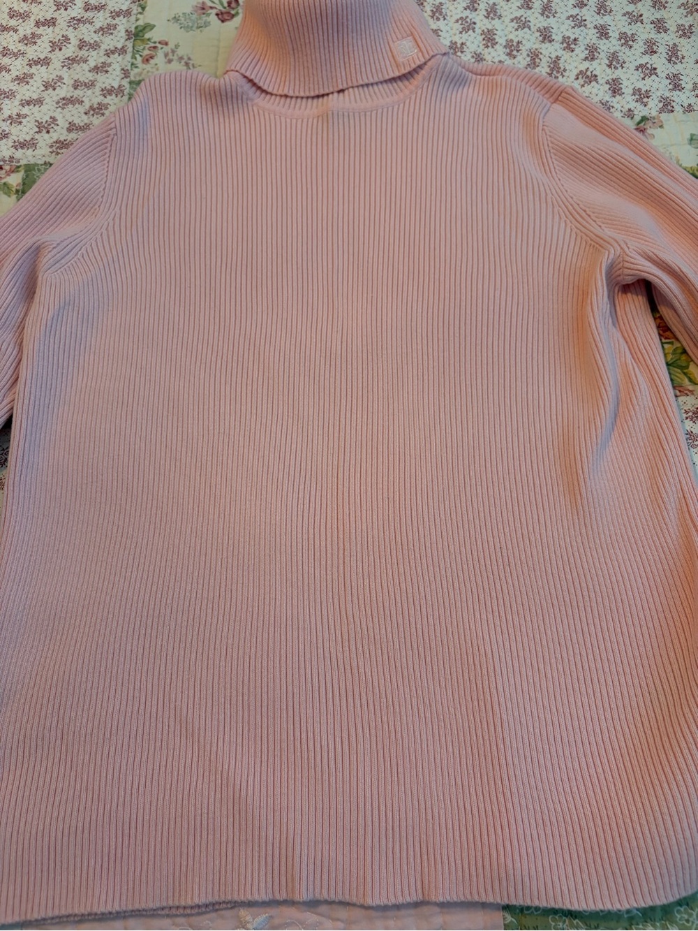 Lauren Ralph Lauren Light Pink Ribbed Turtleneck Sweater